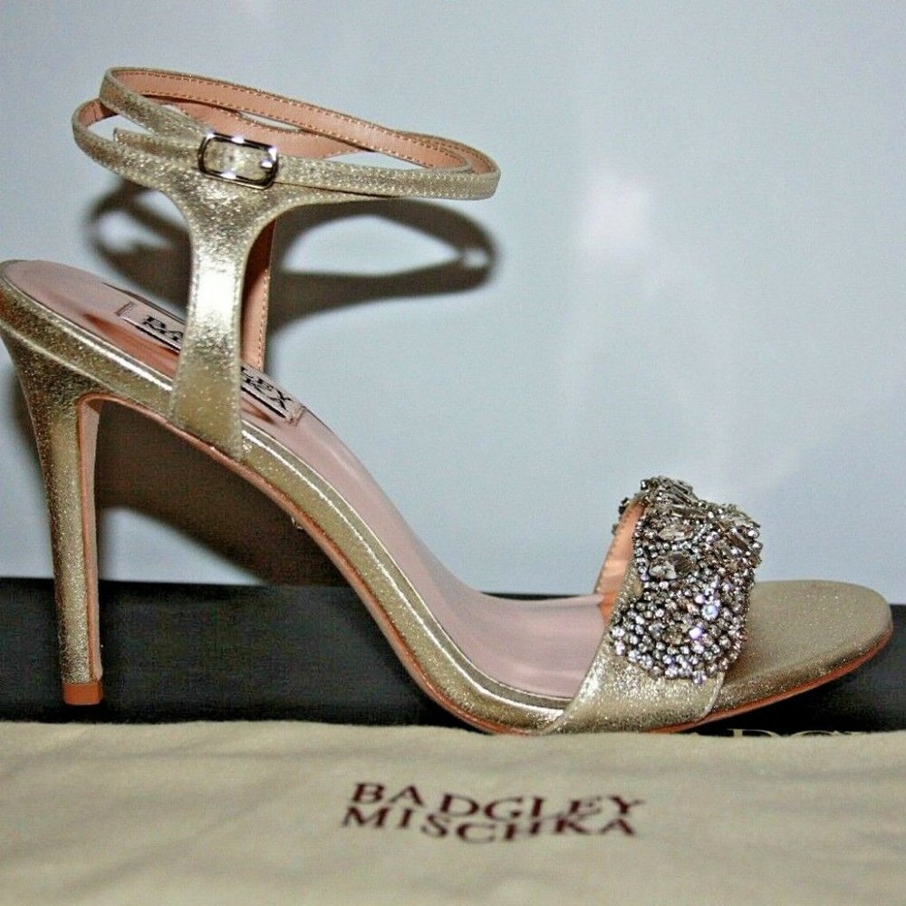 Badgley Mischka Hailey platino Leather heels Women's